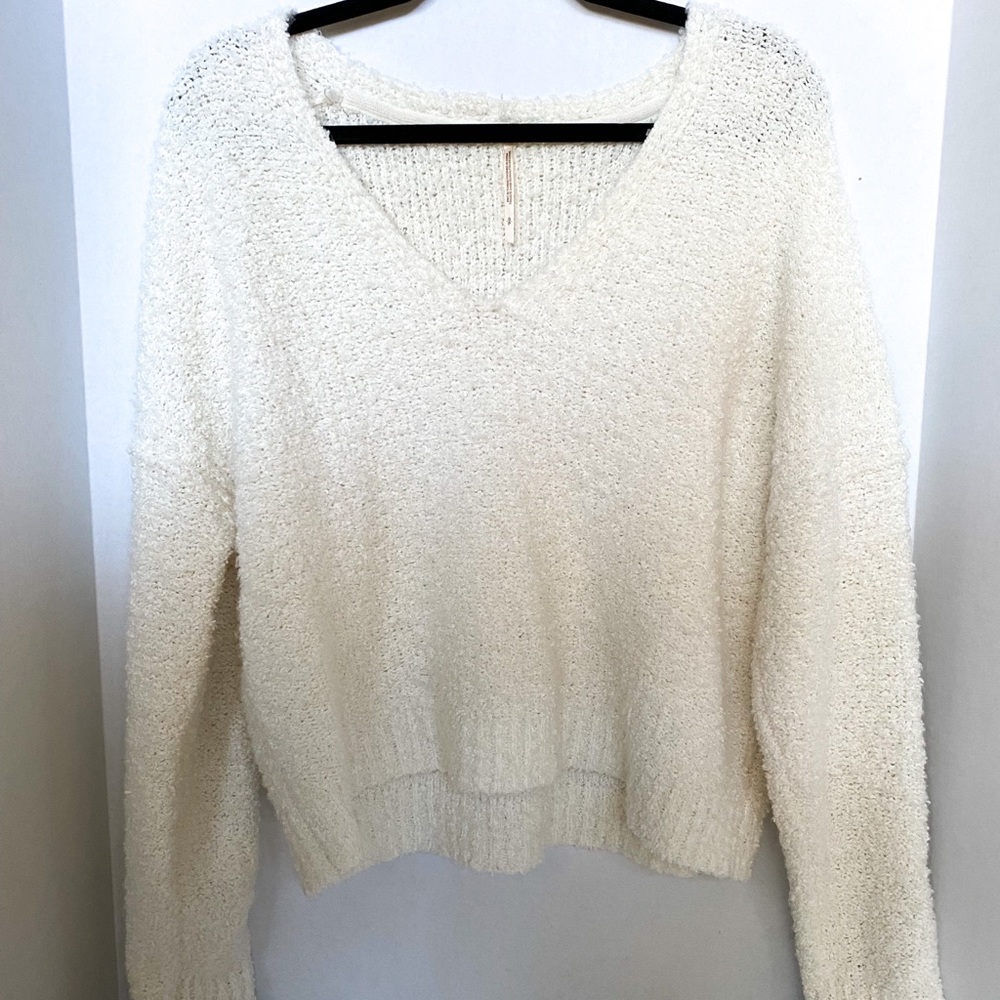Free People Cozy White Knit Sweater Size Small
